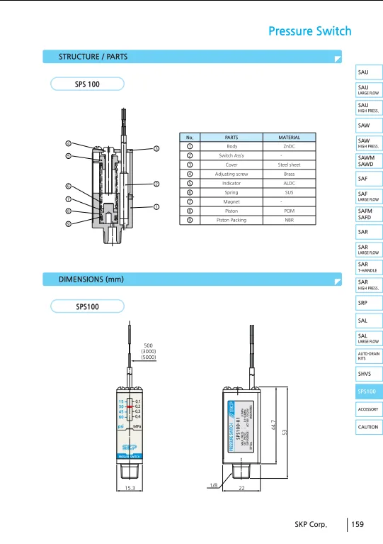 Công tắc áp suất SKP SPS - Ảnh 2 Công tắc áp suất SKP SPS